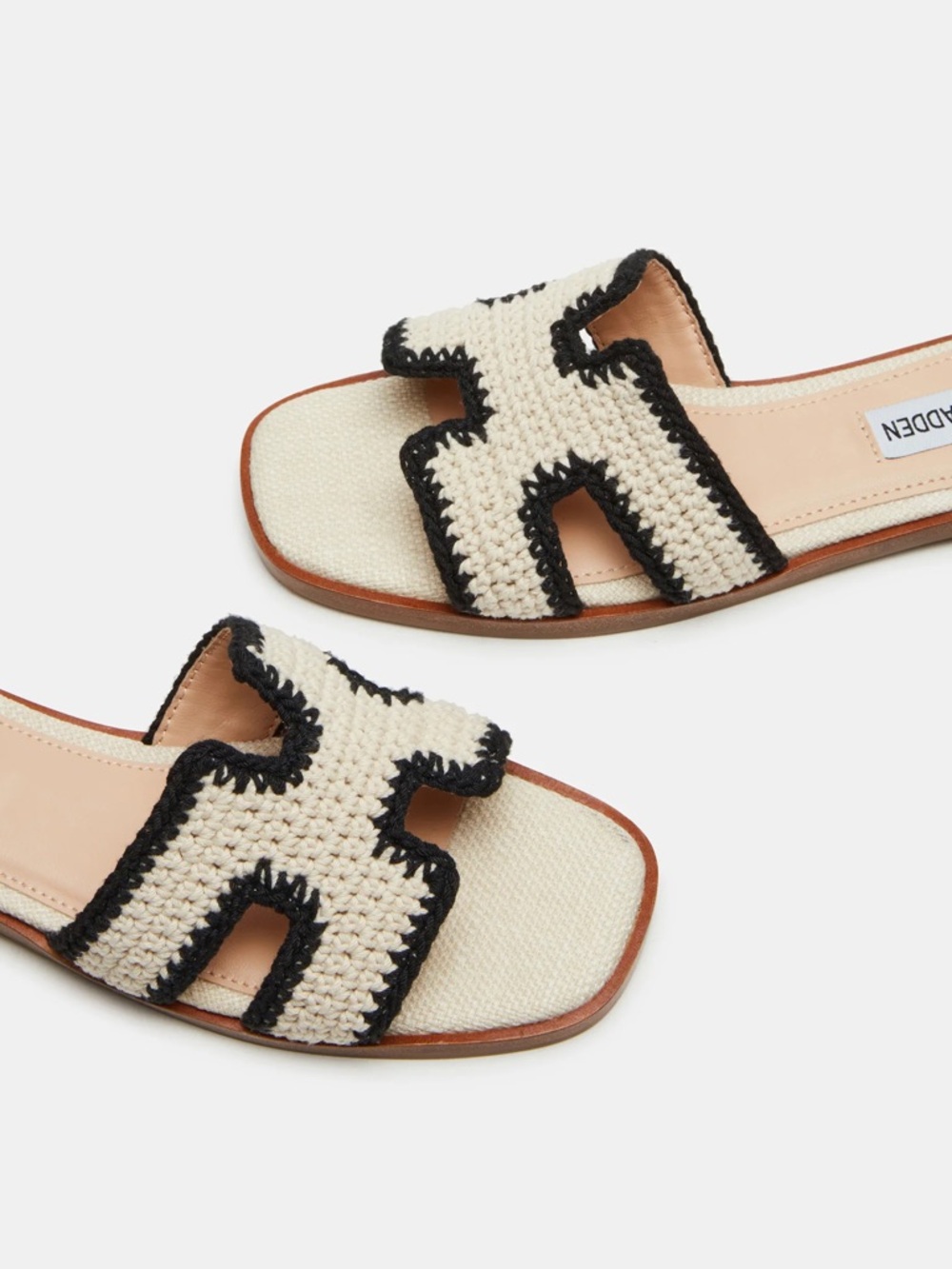 Steve Madden Cream & Black Crochet Slide Mules